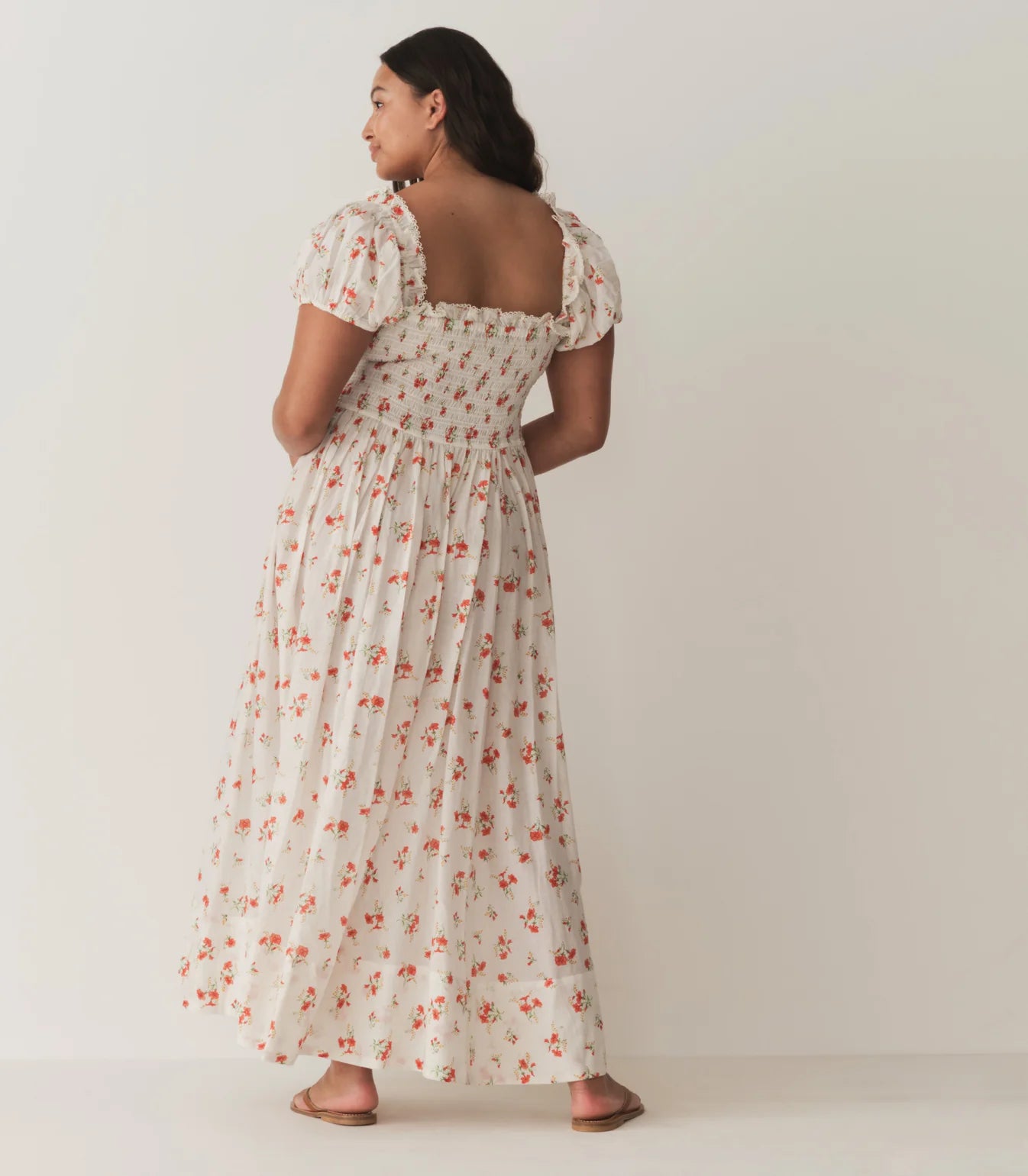 Crafted from a soft, lightweight blend of organic cotton and viscose, our forever-favorite Stanza Dress features short puffed sleeves and a square neckline adorned with a fixed tie. A smocked bodice with an adjustable waist tie gives way to an ankle-grazing A-line skirt.