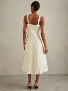 reiss clarice eyelet midi dress New Reiss Clarice Eyelet Midi Sz 2
