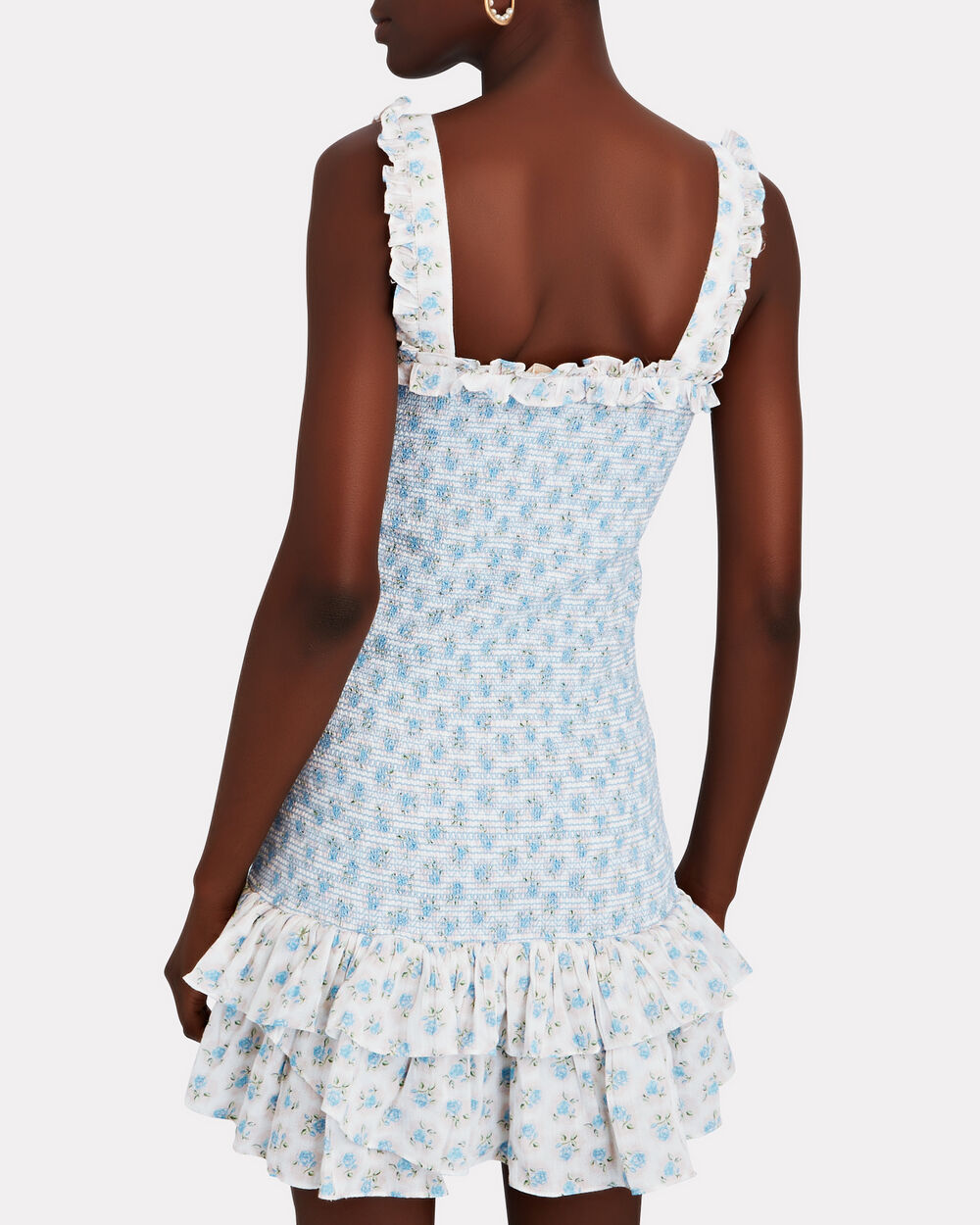 Dare to be bold and romantic in the Breyer Mini Dress by Loveshackfancy! With a delicately printed rosebud pattern, this dress boasts a flattering silhouette with a ruffle-trimmed square neckline and a fitted, smocked bodice. The whimsical ruffle-trimmed straps and layered hem will add a touch of adventure to your wardrobe.