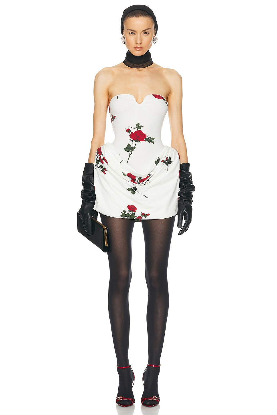 magda butrym corset mini dress Strapless mini dress with lace-trimmed peplum in cream