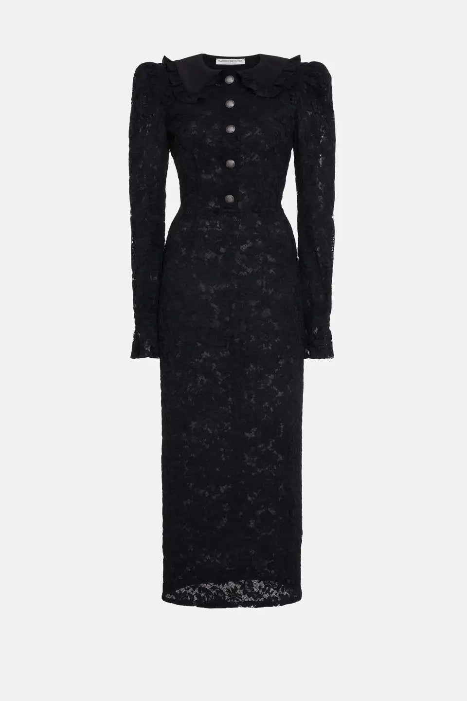 Designed by renowned designer Alessandra Rich, this dress exudes elegance and sophistication. The collared design adds a touch of classic style, while the black mesh long skirt gives a modern twist. Handmade with high quality materials, this premium dress is a must-have for any fashion-forward individual.