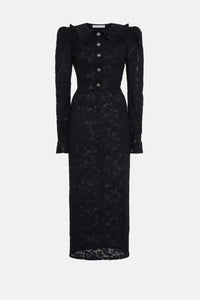 Designed by renowned designer Alessandra Rich, this dress exudes elegance and sophistication. The collared design adds a touch of classic style, while the black mesh long skirt gives a modern twist. Handmade with high quality materials, this premium dress is a must-have for any fashion-forward individual.