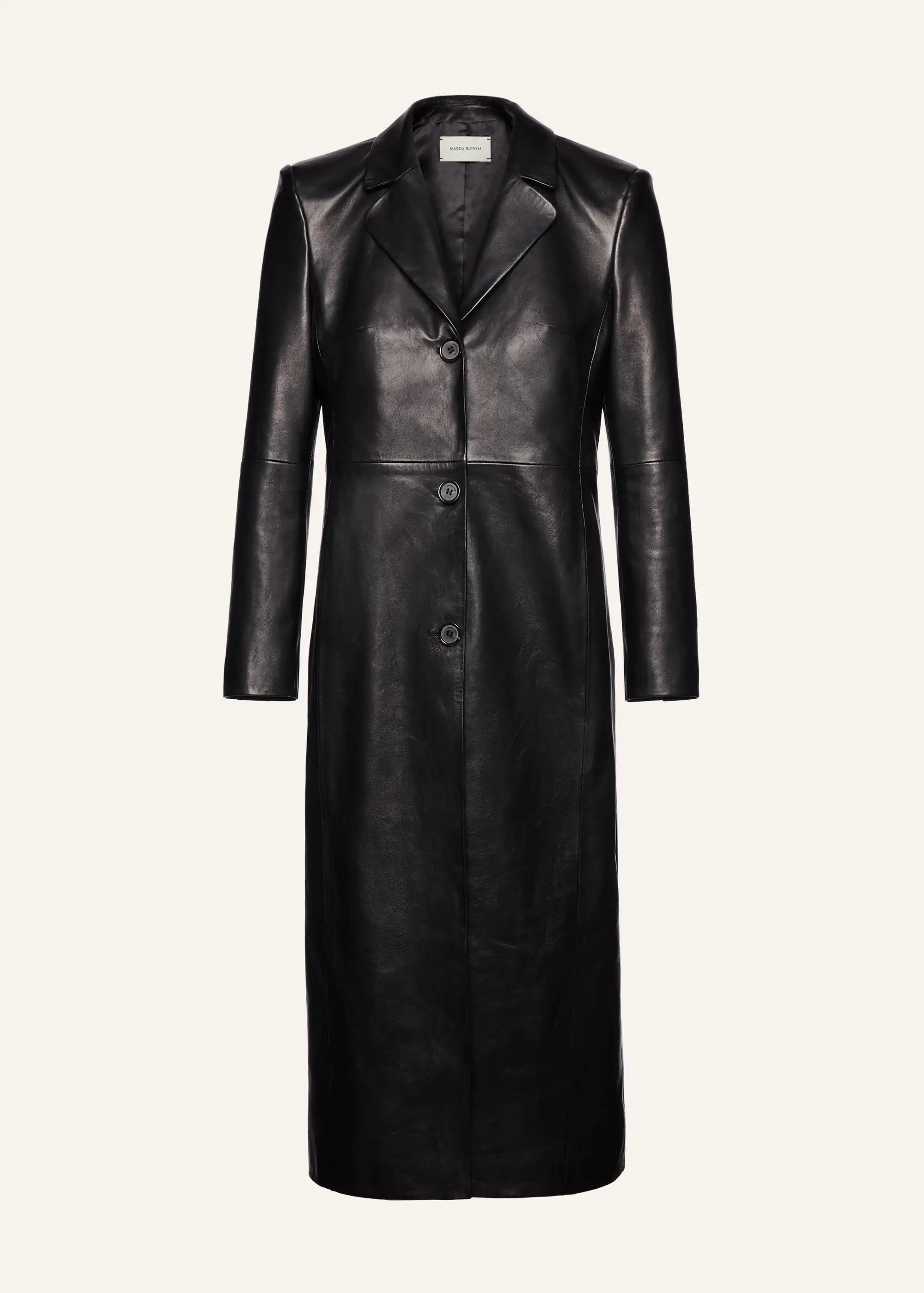 Magda Butrym Single Breasted Leather Coat in Black – Petite Magda Butrym Single Breasted Leather Coat in Black – Petite