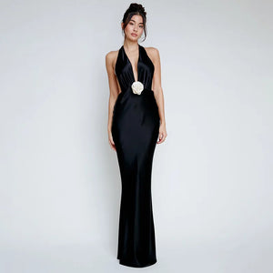 bella satin halter maxi dress product info and reviews Bella Satin Halter Maxi Dress / Lemon | MESHKI