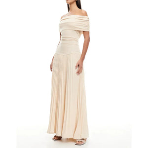 Wrap yourself in elegance and confidence with our new Emanuelle Dress. Perfect for any party or evening occasion, its off-shoulder design and wrap detail exudes a sexy and fashionable look. Be the center of attention with this sleek and chic maxi dress. Order now and make a statement!