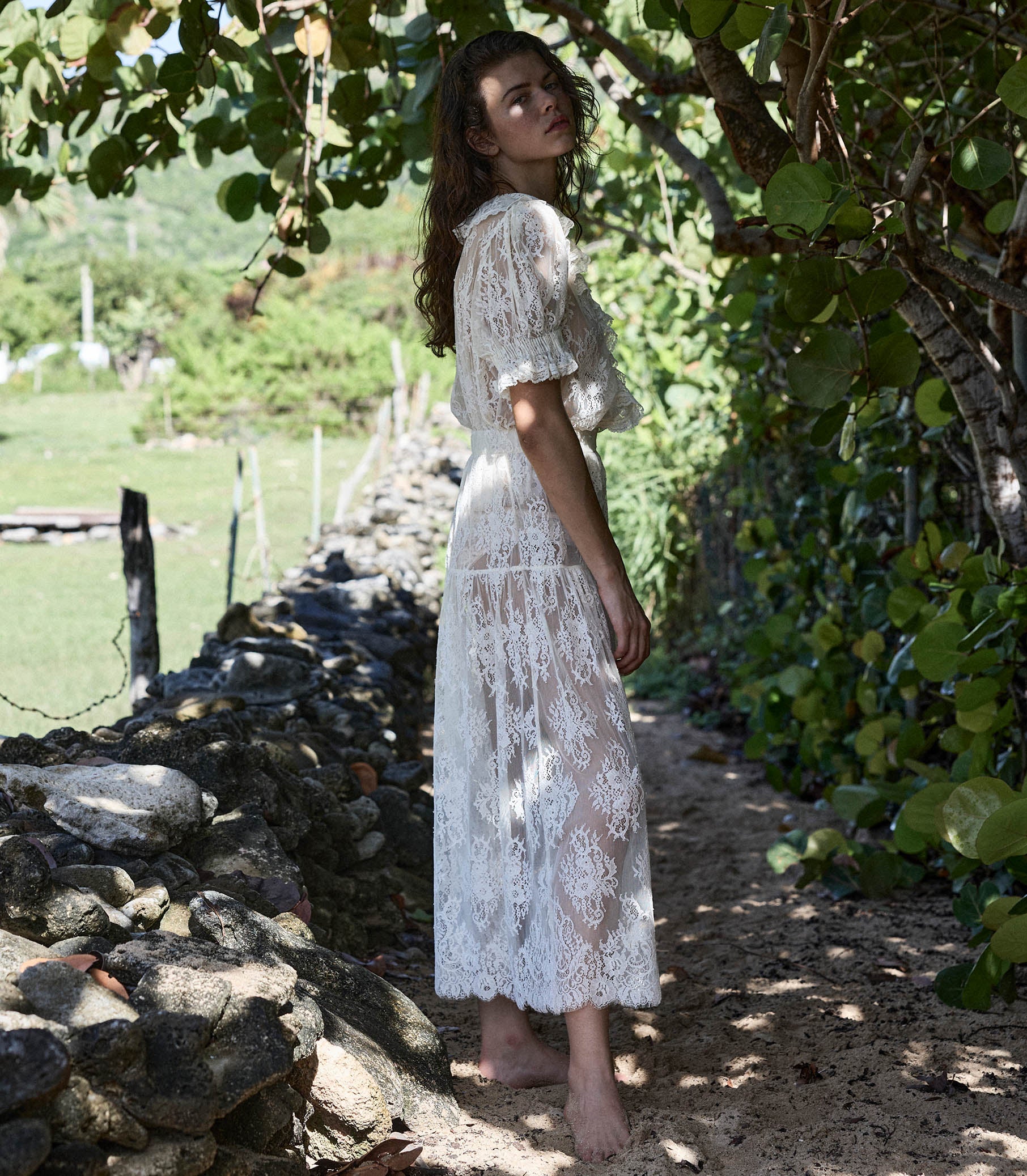 Embrace timeless elegance with the Sebastiane Skirt by Doen, a romantic piece crafted in delicate chantilly-inspired lace. The flattering A-line silhouette pairs beautifully with a high waist that defines your figure, while the graceful scalloped hem adds vintage-inspired charm as it falls to mid-shin. Perfect for creating an effortlessly feminine look that transitions from special occasions to everyday sophistication. This skirt is the versatile staple every wardrobe deserves.