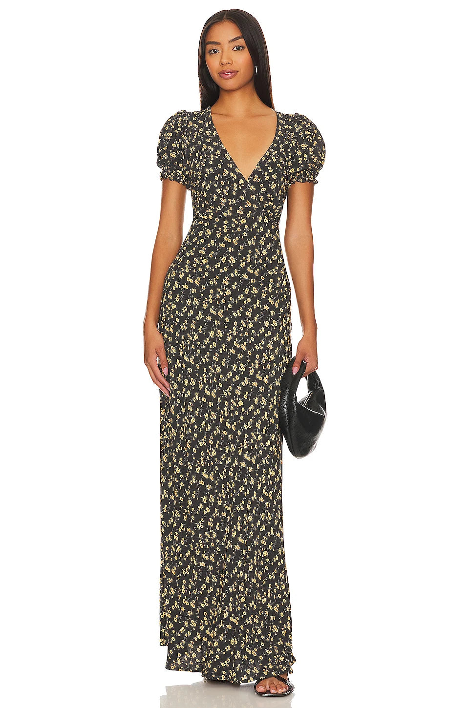 The Reis Maxi Dress is a stunning addition to any wardrobe, offering a sophisticated and elegant look with its silk fabric and intricate Chrysanthemum pattern. Perfect for any occasion, this long dress exudes femininity and style for the modern woman.