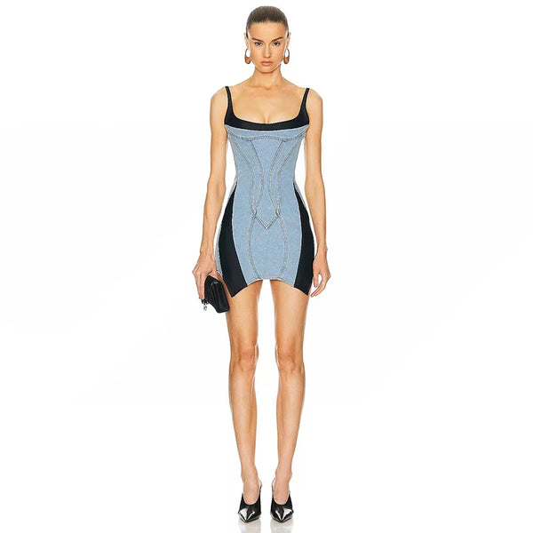 ワンピース MUGLER Women Mid Skirts 24W2RO16291116 6028 BLUE blue spiral denim bustier dress | MUGLER Official Website