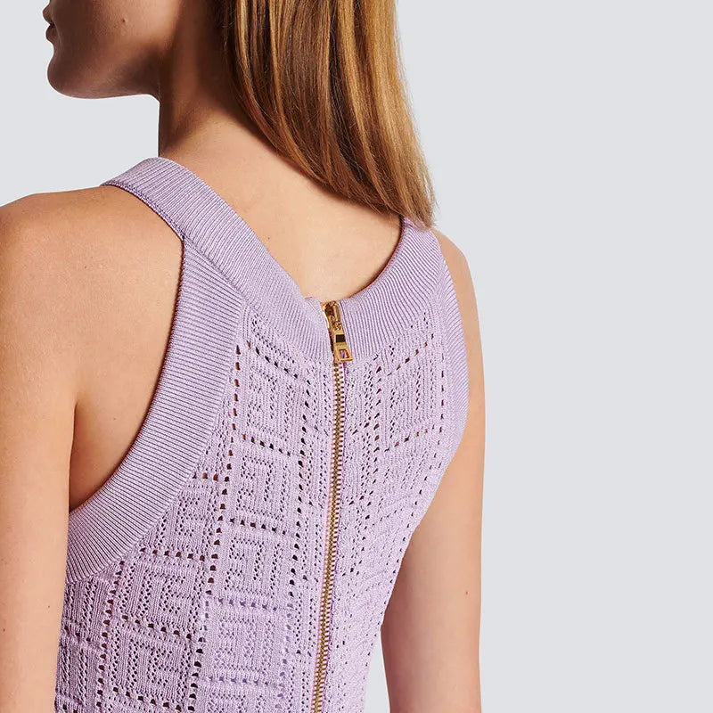 balmain purple dress Balmain Button-Embellished Tweed Dress In Purple - 40% Off