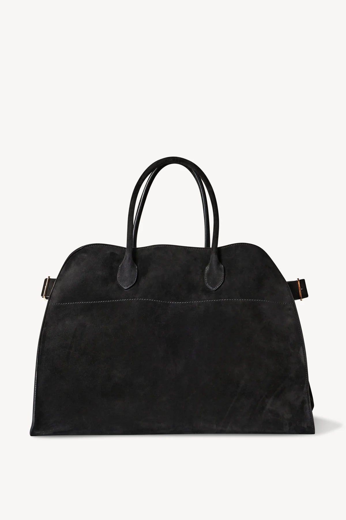 Discover the ultimate in luxurious and everyday style with The Row's Soft Margaux 17 suede tote. Expertly crafted in Italy from supple mocha brown suede, this bag features two rolled top handles, gusseted sides, and a spacious canvas lining. Upgrade your wardrobe with this effortlessly chic and versatile bag.