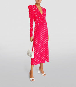 Alessandra Rich Silk Polka-Dot Midi Dress – Petite Chérie Alessandra Rich Silk Polka-Dot Midi Dress – Petite Chérie