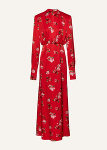 Indulge in luxury with the MAGDA BUTRYM Silk Round Neck Gown. This stunning maxi dress features a bold and elegant floral print on luxurious silk fabric, creating a truly unique and sophisticated look. The gathered design adds an extra touch of glamour, making this gown perfect for any special occasion. Elevate your style and make a statement with this exclusive piece.