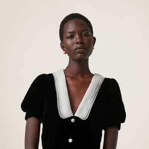 Miu Miu V-neck Organza-trimmed Velvet Minidress Petite Chrie Miu Miu V-neck Organza-trimmed Velvet Minidress Petite Chrie