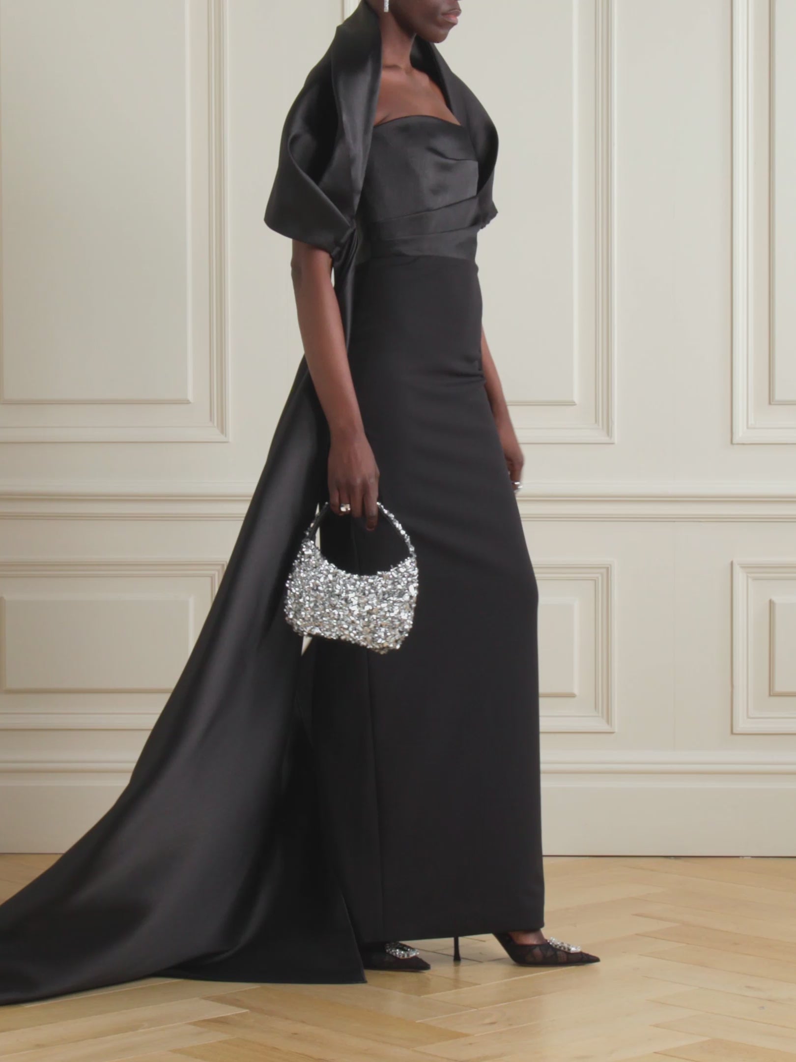 india formal dress Satin twill-trimmed crepe gown – Petite Chérie