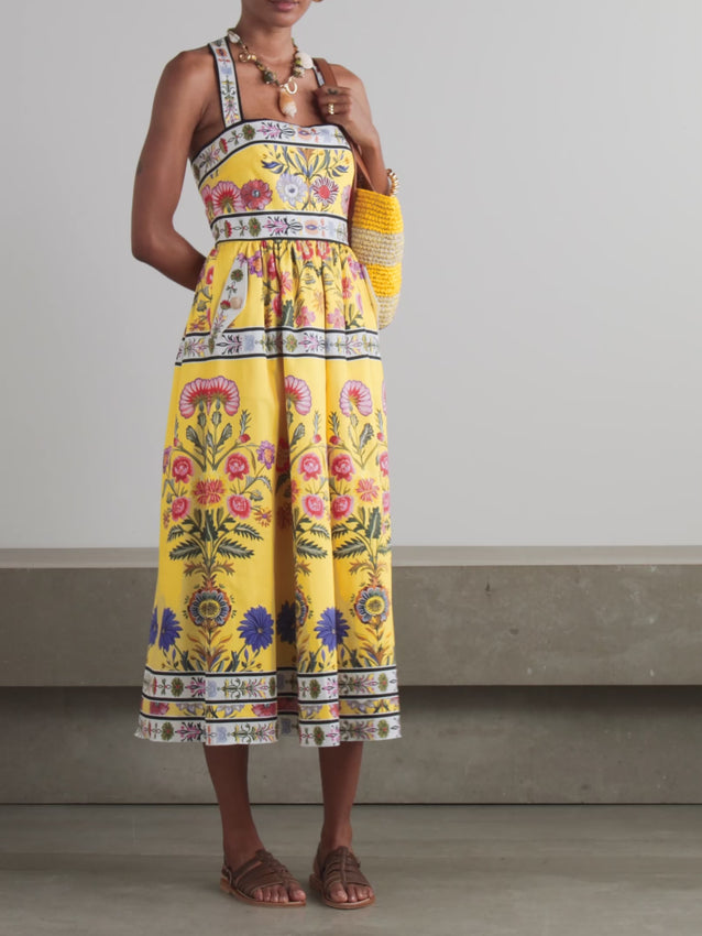 Celebrate color and movement in this stunning Mavaro midi dress from Borgo De Nor. Crafted from crisp cotton-poplin, it features vibrant floral prints inspired by the designer's El Salvadoran and Brazilian heritage. The relaxed, floaty silhouette offers effortless elegance for warm-weather adventures, while the bold botanical pattern brings instant joy to any occasion. A playful piece that dances between cultures and styles.
