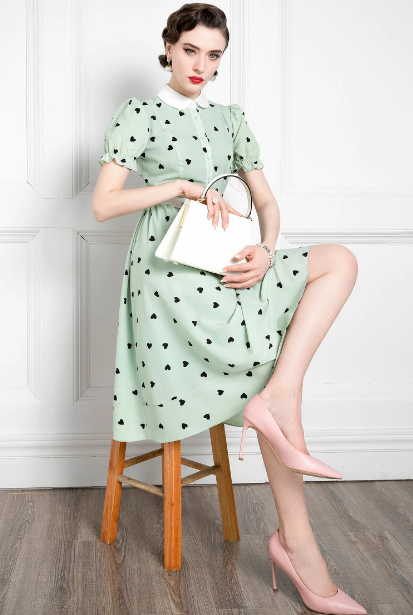 Introducing the Robe Margaux - the perfect summer dress for the stylish lady. Made from chiffon with a classic French polka dot print, this dress features a polo collar for a touch of retro charm. Stay cool and fashionable this season with Robe Margaux.
