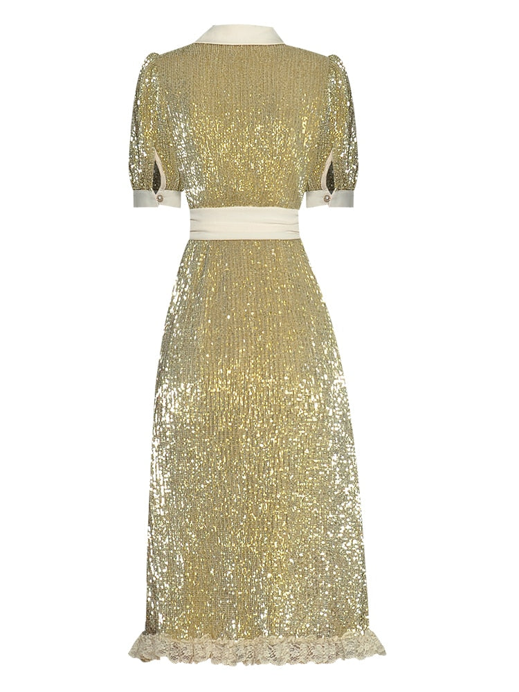 This elegant gold evening dress is perfect for any special occasion. With its flowing fabric and timeless design, the Robe Bernita will make you feel sophisticated and glamorous. Made from high-quality materials, this dress will make you stand out in any room. Enhance your style and make a statement with the Robe Bernita.