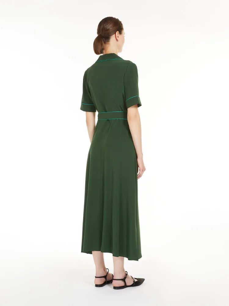 MAX MARA Jene Belted Silk Shirtdress In Moss Green Petite Chrie MAX MARA Jene Belted Silk Shirtdress In Moss Green Petite Chrie