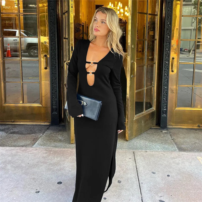 Take a risk and embrace your adventurous spirit with our Robe Fern. This fashion-forward, elegant, and sexy maxi dress features a V-neck plunge and bandage design that will turn heads. With a stunning outfit like this, you'll feel empowered to conquer anything that comes your way!