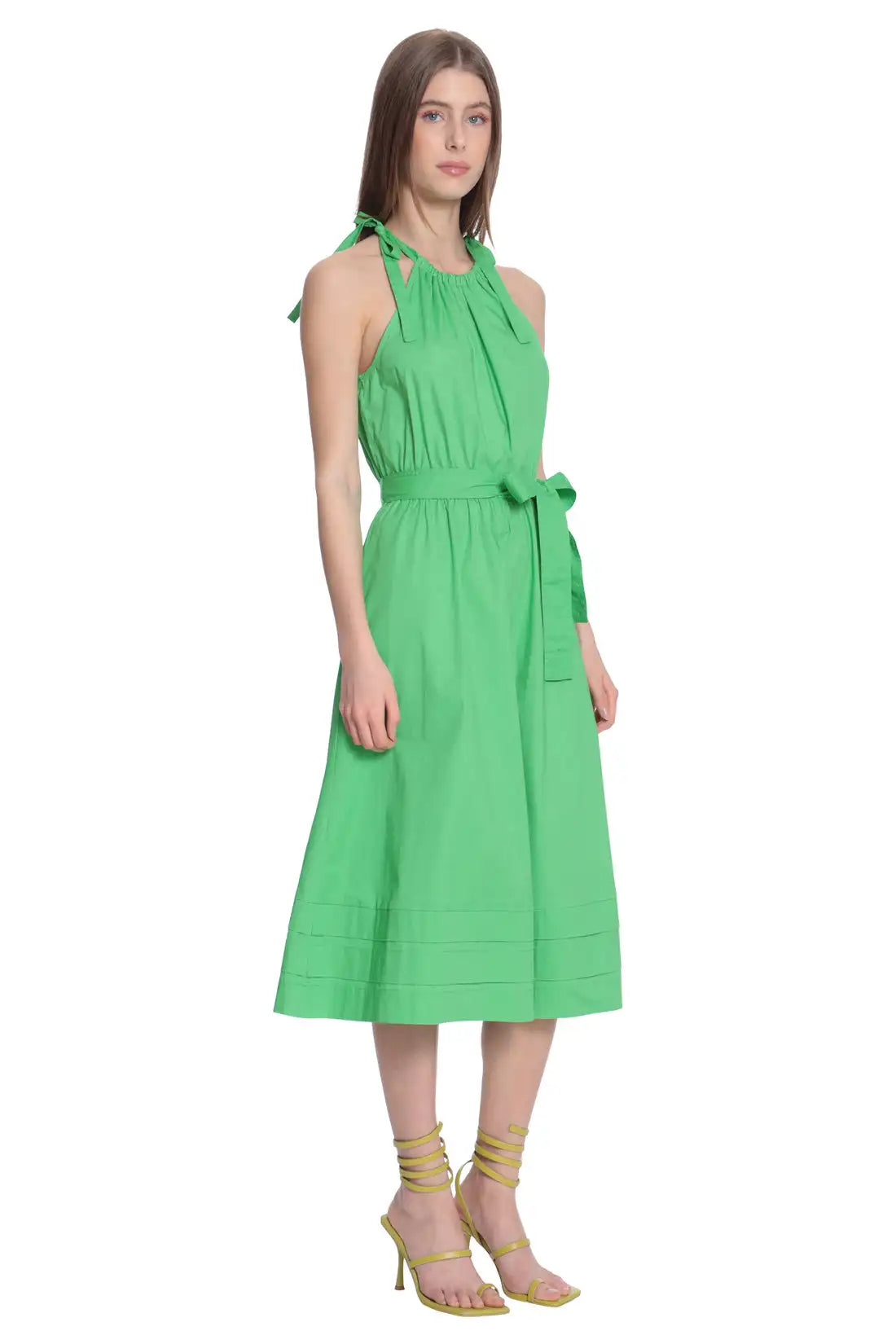 Experience elegance with our French-inspired Dress Federica! This medium-long, sleeveless dress features a waist-cinching design for a slim and flattering silhouette. Perfect for any occasion, our dress exudes celebrity fashion, making you the star of the show. Elevate your wardrobe with this must-have piece!